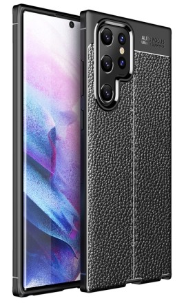 Накладка силиконовая для Samsung Galaxy S22 Ultra S908 под кожу чёрная