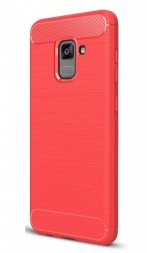 Накладка силиконовая для Samsung Galaxy A8 (2018) A530 карбон сталь красная