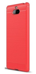 Накладка силиконовая для Sony Xperia 10 Plus / Sony Xperia XA3 Ultra карбон сталь красная