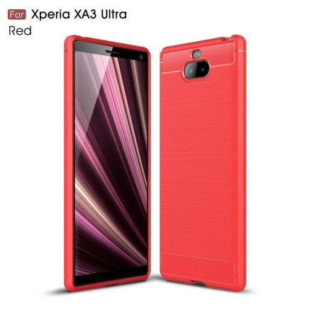 Накладка силиконовая для Sony Xperia 10 Plus / Sony Xperia XA3 Ultra карбон сталь красная