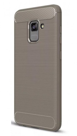 Накладка силиконовая для Samsung Galaxy A8 (2018) A530 карбон сталь серая