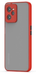 Накладка пластиковая матовая для Realme C35 с силиконовой окантовкой красная