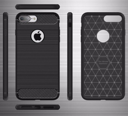 Накладка силиконовая для Apple iPhone 7 Plus / iPhone 8 Plus карбон сталь чёрная