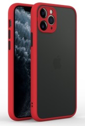 Накладка пластиковая матовая для Apple iPhone 13 Pro с силиконовой окантовкой красная