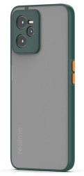 Накладка пластиковая матовая для Realme C35 с силиконовой окантовкой зелёная