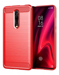 Накладка силиконовая для Xiaomi Mi 9T / Mi 9T Pro / Redmi K20 / K20 Pro карбон сталь красная