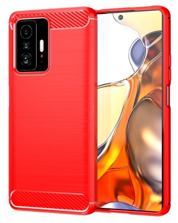 Накладка силиконовая для Xiaomi 11T / Xiaomi 11T Pro карбон сталь красная