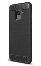 Накладка силиконовая для Samsung Galaxy A8 (2018) A530 карбон сталь черная