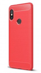 Накладка силиконовая для Xiaomi Redmi Note 5 / Note 5 Pro карбон и сталь красная