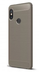 Накладка силиконовая для Xiaomi Redmi Note 5 / Note 5 Pro карбон и сталь серая