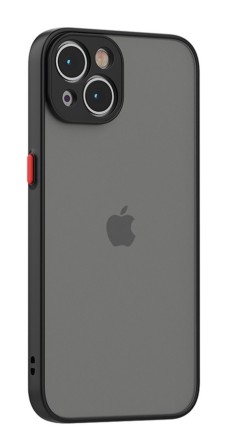 Накладка пластиковая матовая для Apple iPhone 13 с силиконовой окантовкой чёрная