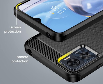 Накладка силиконовая для Motorola Moto E22 карбон сталь чёрная
