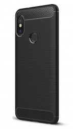 Накладка силиконовая для Xiaomi Redmi Note 5 / Note 5 Pro карбон и сталь черная