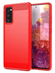 Накладка силиконовая для Samsung Galaxy S20 G980 карбон сталь красная