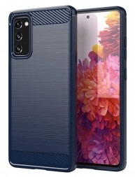 Накладка силиконовая для Samsung Galaxy S20 G980 карбон сталь синяя
