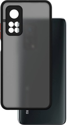 Накладка пластиковая матовая для Xiaomi Mi 10T / Xiaomi Mi 10T Pro с силиконовой окантовкой чёрная