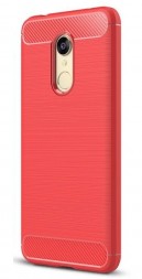 Накладка силиконовая для Xiaomi Redmi 5 Plus под карбон и сталь красная