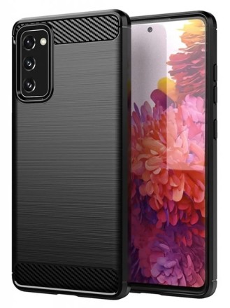 Накладка силиконовая для Samsung Galaxy S20 G980 карбон сталь чёрная