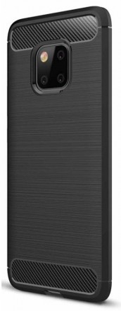 Накладка силиконовая для Huawei Mate 20 Pro карбон сталь черная