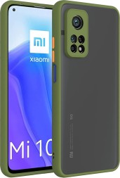 Накладка пластиковая матовая для Xiaomi Mi 10T / Xiaomi Mi 10T Pro с силиконовой окантовкой хаки