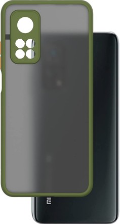 Накладка пластиковая матовая для Xiaomi Mi 10T / Xiaomi Mi 10T Pro с силиконовой окантовкой хаки