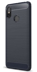 Накладка силиконовая для Xiaomi Mi Max 3 карбон сталь синяя