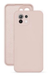 Накладка силиконовая Silicone Cover для Xiaomi Mi 11 Lite / Mi 11 Lite 5G NE пудровая