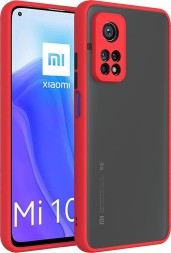 Накладка пластиковая матовая для Xiaomi Mi 10T/Mi 10T Pro с силиконовой окантовкой красная