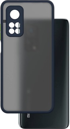 Накладка пластиковая матовая для Xiaomi Mi 10T / Xiaomi Mi 10T Pro с силиконовой окантовкой синяя