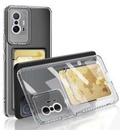 Накладка силиконовая Clear Case для Xiaomi 11T / Xiaomi 11T Pro с кардхолдером прозрачная