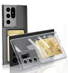 Накладка силиконовая Clear Case для Samsung Galaxy S21 Ultra G998 с отделением для карт прозрачная