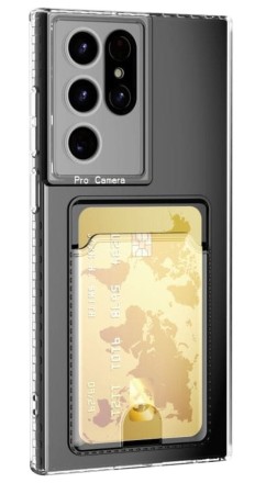 Накладка силиконовая Clear Case для Samsung Galaxy S21 Ultra G998 с отделением для карт прозрачная