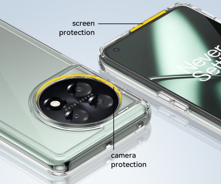 Накладка пластиковая для OnePlus 11 с силиконовой окантовкой прозрачная