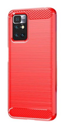 Накладка силиконовая для Xiaomi Redmi 10 / Xiaomi Redmi 10 Prime карбон и сталь красная