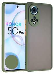 Накладка пластиковая матовая для Huawei Honor 50 Pro с силиконовой окантовкой хаки