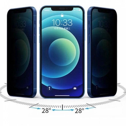 Защитное стекло антишпион для Apple iPhone 13 Pro Max / iPhone 14 Plus полноэкранное черное