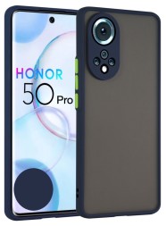 Накладка пластиковая матовая для Huawei Honor 50 Pro с силиконовой окантовкой синяя