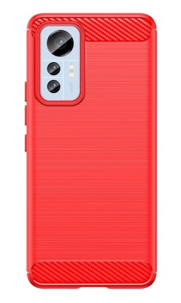 Накладка силиконовая для Xiaomi 12 Lite карбон сталь красная