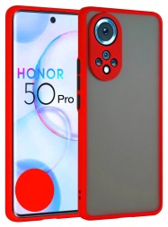 Накладка пластиковая матовая для Huawei Honor 50 Pro с силиконовой окантовкой красная