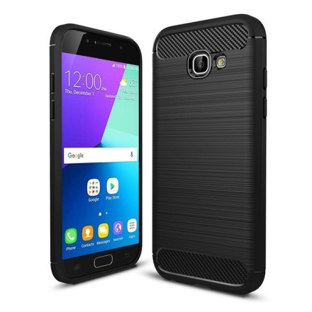 Накладка силиконовая для Samsung Galaxy A7 (2017) A720 карбон и сталь черная