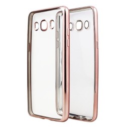 Накладка силиконовая KissWill для Samsung Galaxy J5 (2016) J510 прозрачная с розовой окантовкой