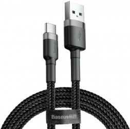 Кабель Baseus Cafule PD2.0 USB to Type-C 2 метра Grey/Black (серый + черный)