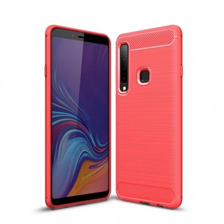 Накладка силиконовая для Samsung Galaxy A9 (2018) A920 карбон и сталь красная