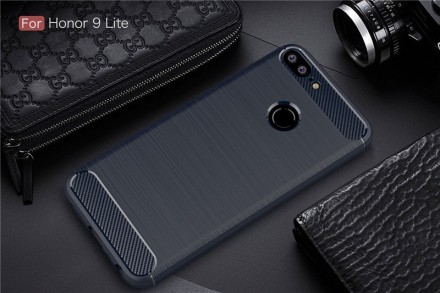 Накладка силиконовая для Huawei Honor 9 Lite карбон сталь синяя