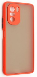 Накладка пластиковая матовая для Poco F3 / Xiaomi MI 11i с силиконовой окантовкой красная