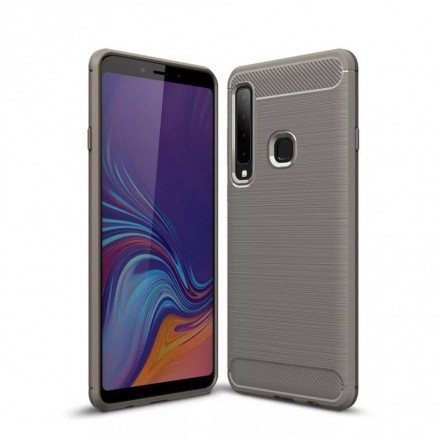 Накладка силиконовая для Samsung Galaxy A9 (2018) A920 карбон и сталь серая