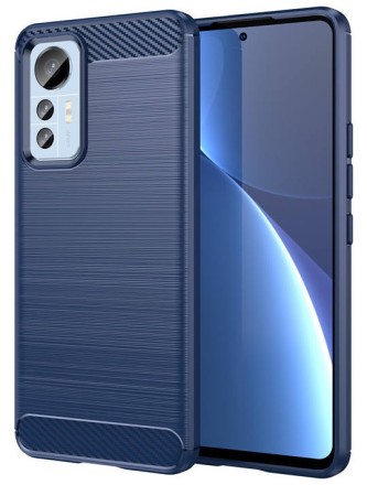 Накладка силиконовая для Xiaomi 12 Lite карбон сталь синяя