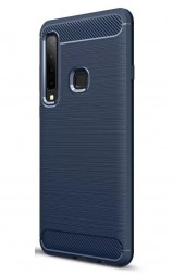 Накладка силиконовая для Samsung Galaxy A9 (2018) A920 карбон и сталь синяя