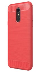Накладка силиконовая для LG Q7 карбон сталь красная