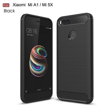 Накладка силиконовая для Xiaomi Mi A1 / Mi 5X под карбон и сталь черная
